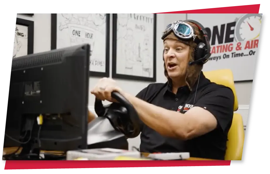 Richie driving the One Hour Magic CopterVan